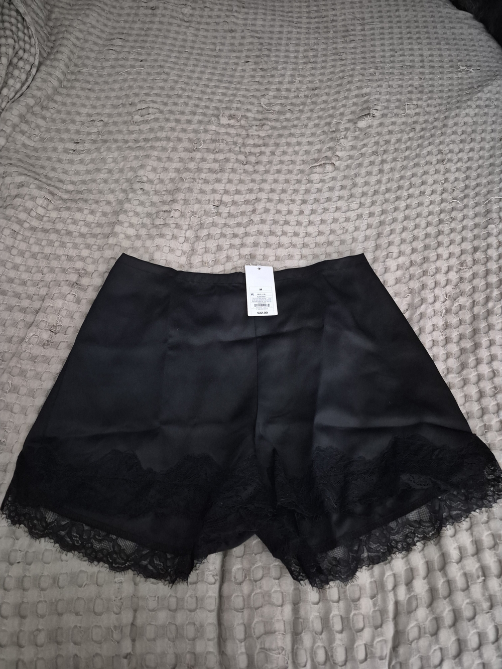 Target New Day Black Lace-Trim Satin Shorts - NWT!